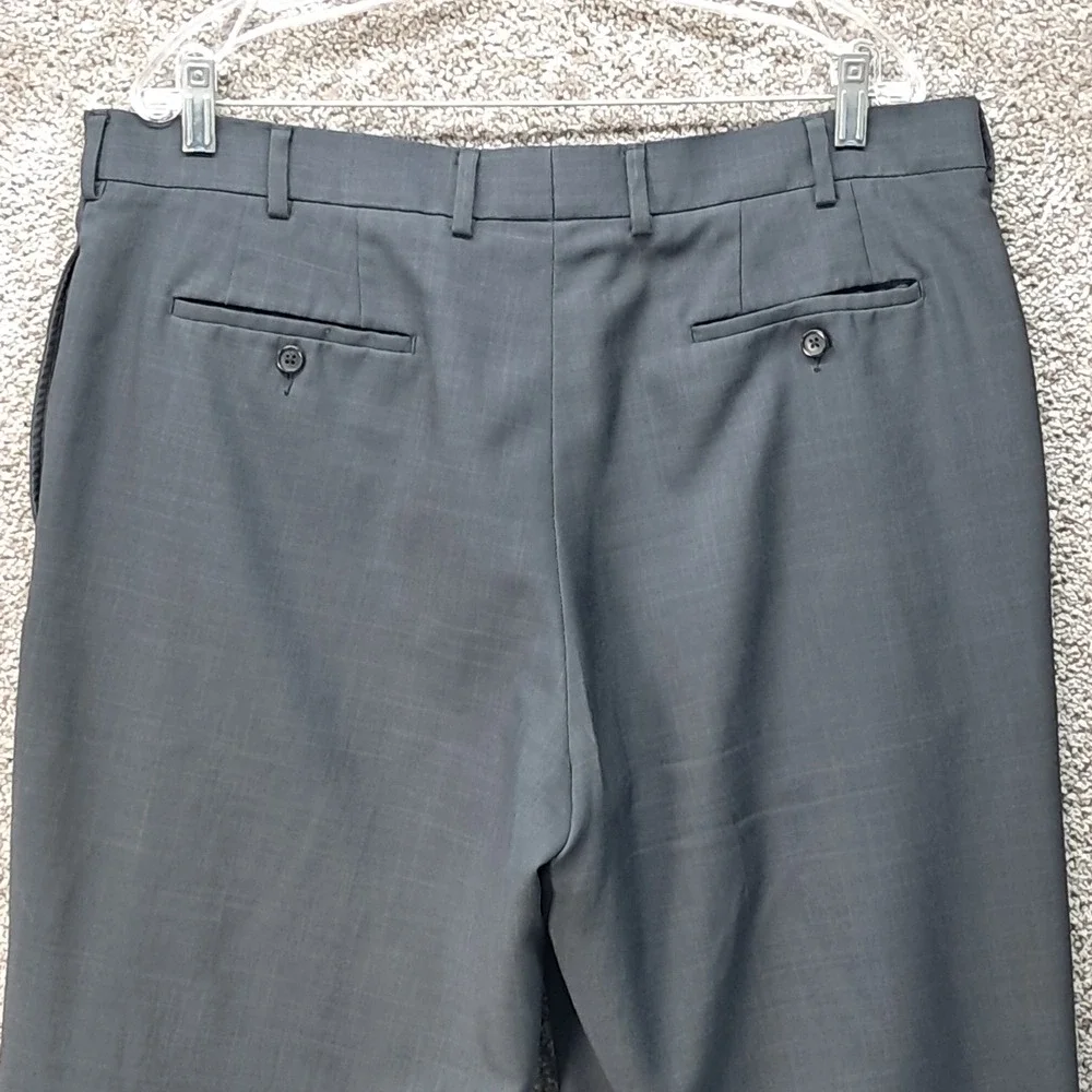 Perry Ellis Mens Charcoal Grey Flat Front Dress Pants 38x32 Polyester Slacks
